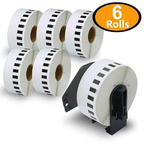 SBC Self Adhesive Brother (DK-22210) Compatible Label Tape- 29mm x 30 Meter-Pack of 6 Rolls