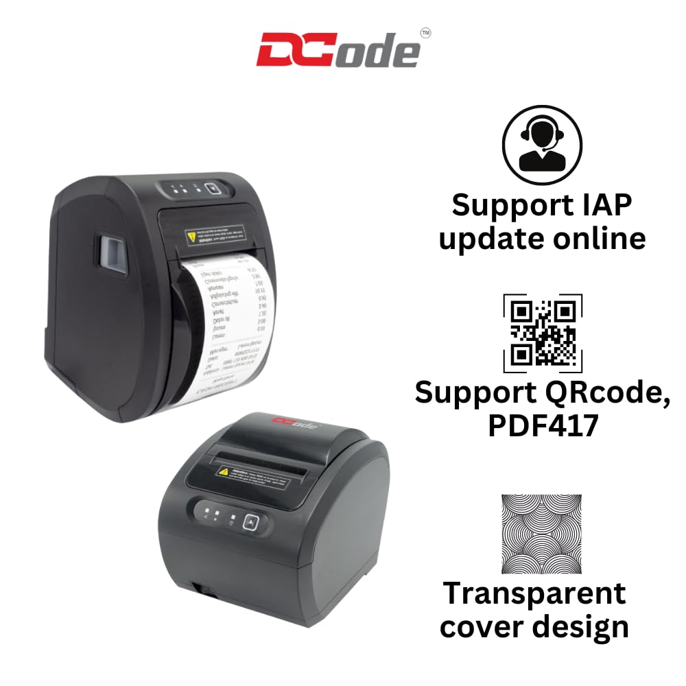 DCode Thermal Receipt Printer (DC3R3-3 inch) USB, Ethernet Interface, Direct Thermal Printing Barcode Printer