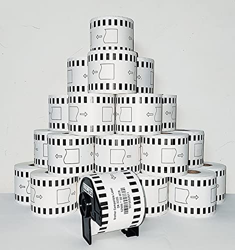 SBC Self Adhesive Brother (DK-22205) Compatible Label Tape- 62mm x 30 Meter Rolls with 1 Stand (Pack of 12)