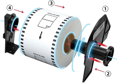 SBC Self Adhesive Brother (DK-22205) Compatible Label Tape- 62mm x 30 Meter Rolls with 1 Stand (Pack of 12)