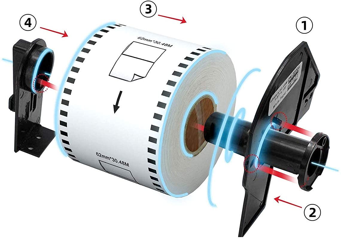 SBCORP Self Adhesive Brother (DK-22205) Compatible Label Tape- 62mm x 30 Meter Rolls with 1 Stand (Pack of 12)