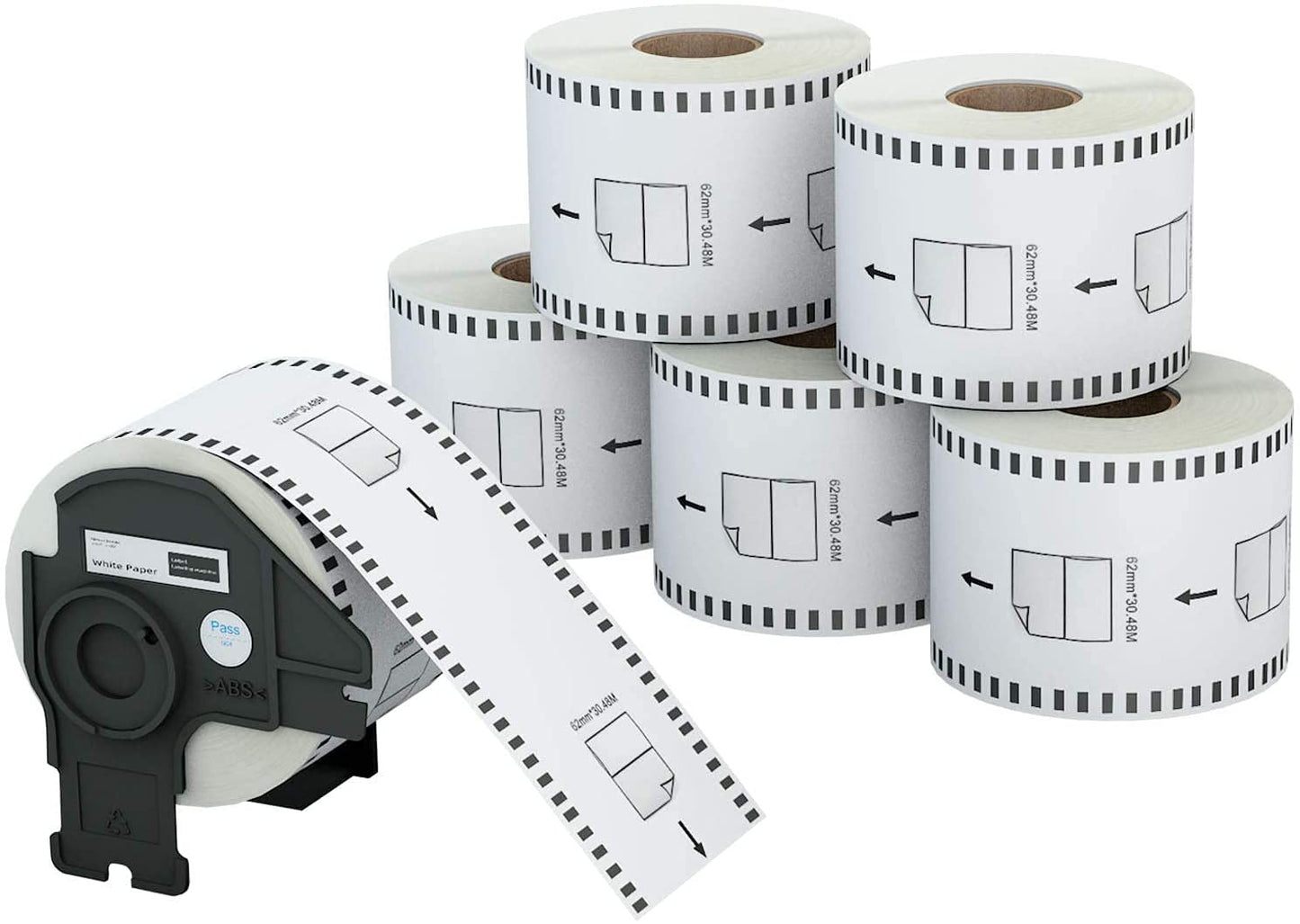 SBC Self Adhesive Brother (DK-22205- Pack of 6 Rolls/1 Case) Compatible Label Tape- 62mm x 30 Meter